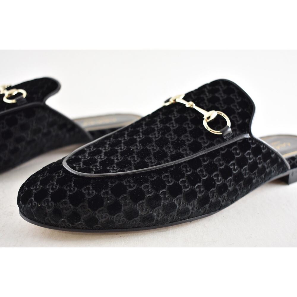 Gucci Princetown Velvet GG Logo Black Backless Slide Loafer Mule Slipper Flat 41 - Picture 16 of 16